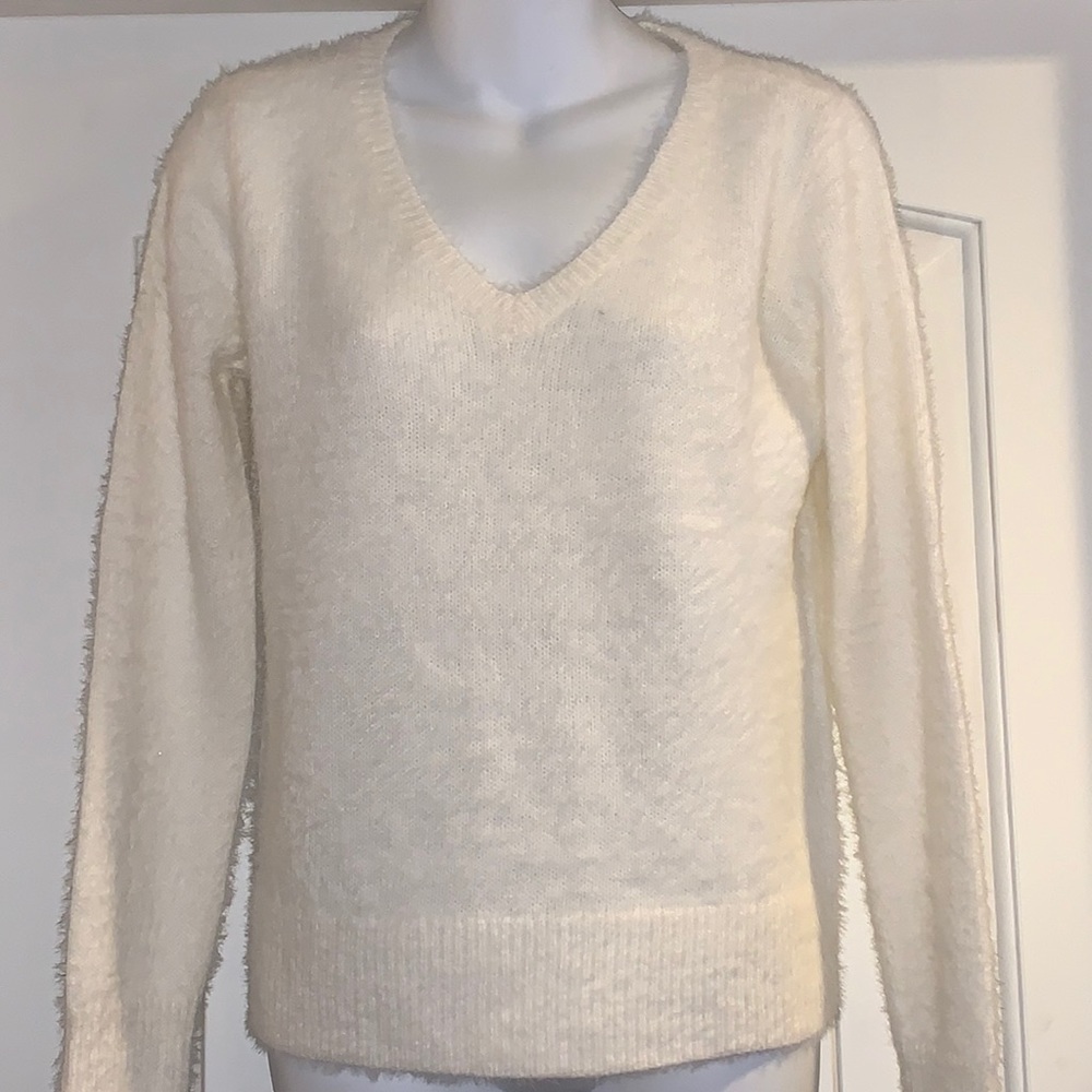 LOFT Cream Colored Soft V-neck Sweater Size S